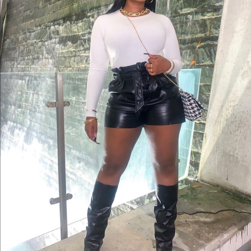 Faux leather high waisted shorts